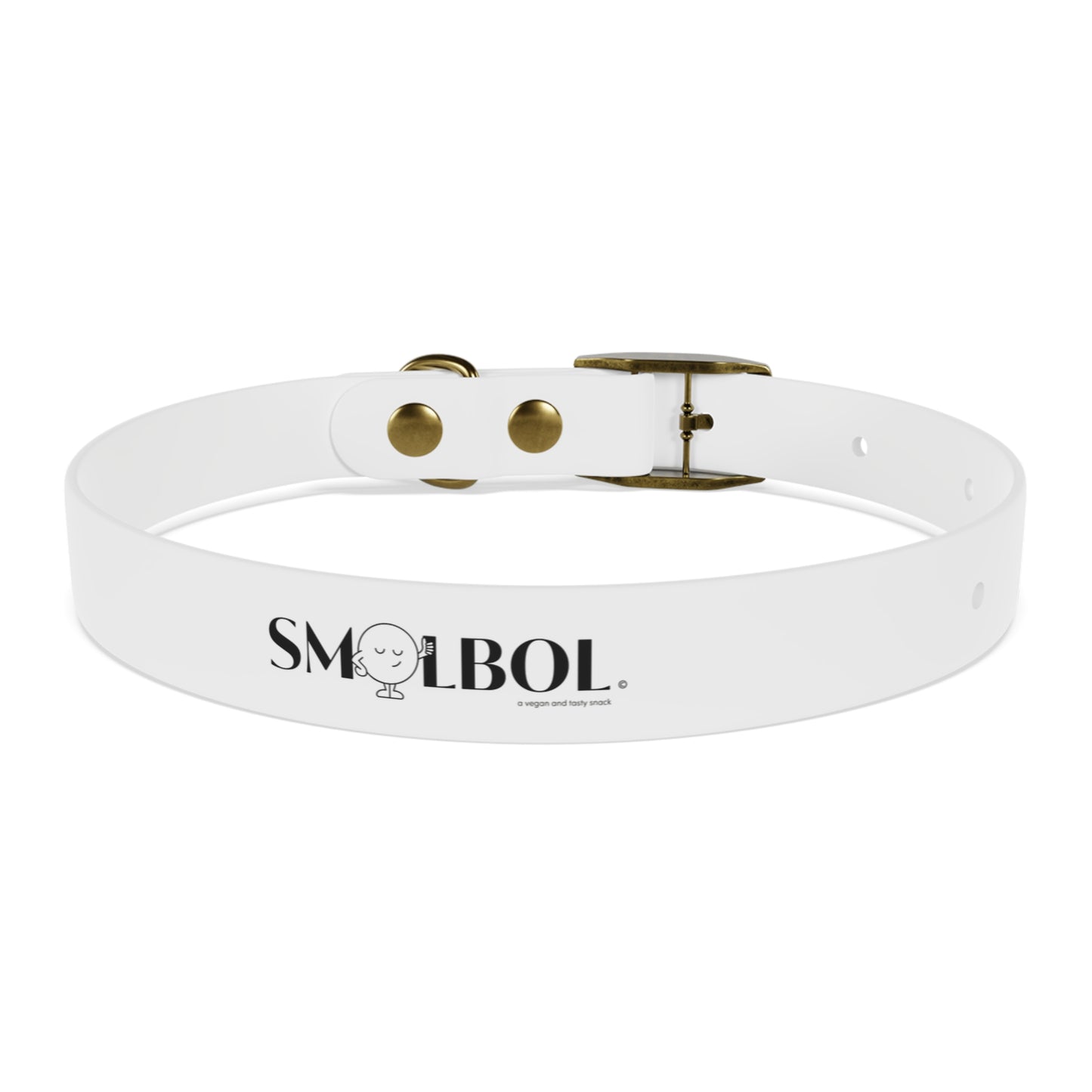 Personalized White Dog Collar — Adjustable Pet Collar with SMOLBOL Logo